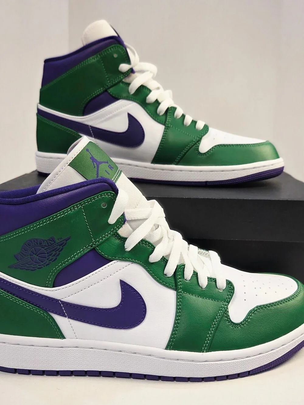 Nike Air Jordan 1 Mid White/Green/Purple Men's Sneakers